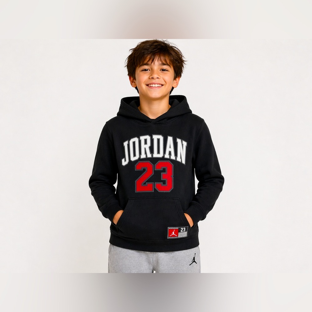Jordan 23 Hoodie Youth S Black Pullover Jumpman Nike Kids Sweatshirt